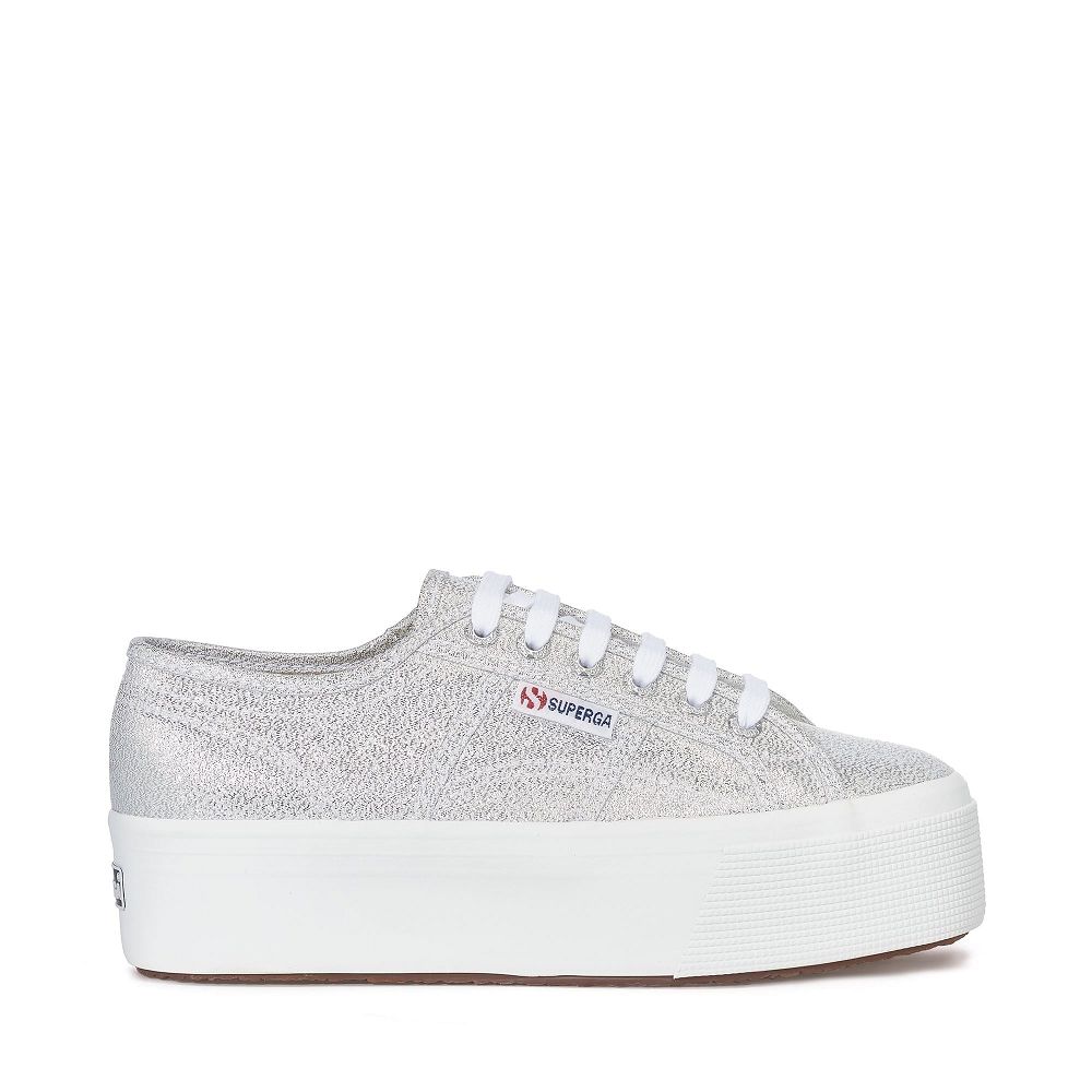 Superga 2790 Lame Grey Platform Sneakers - Women's Sneakers USA | US7150862